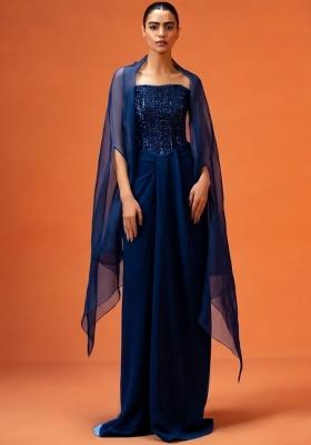 Royal Blue Hand Work Embellished Fusion Set