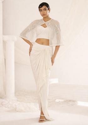 Off White Hand Work Embellished Fusion Set