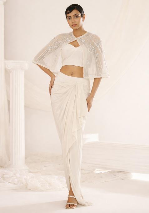 Off White Hand Work Embellished Fusion Set