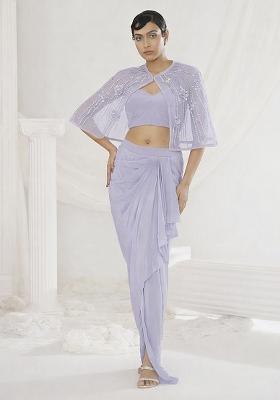 Lilac Hand Work Embellished Fusion Set