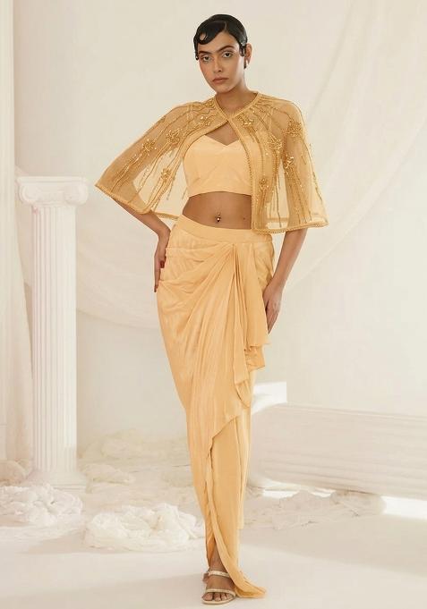 Bright Yellow Hand Work Embellished Fusion Set