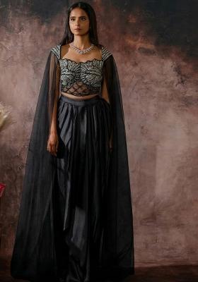 Grey Crepe Handwork Fusion Set