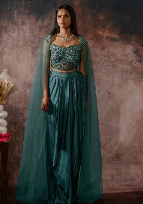 Grey Crepe Handwork Fusion Set