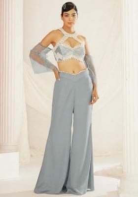 Grey Crepe Handwork Fusion Set