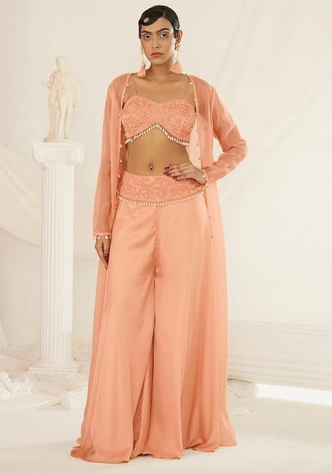 Peach Crepe Handwork Fusion Set