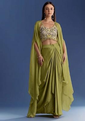 Forest Green Crepe Handwork Fusion Set