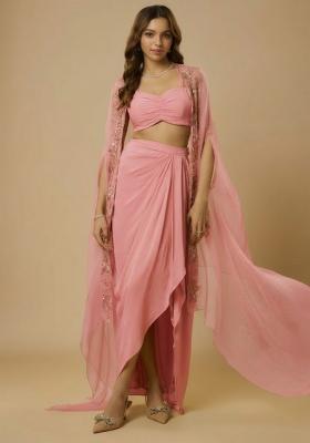 Pink Crepe Handwork Fusion Set