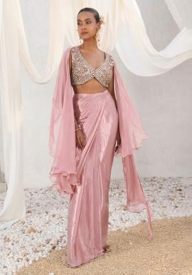 Blush Pink Crepe Handwork Fusion Set