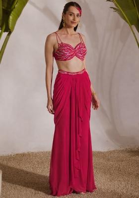 Pink Crepe Handwork Fusion Set