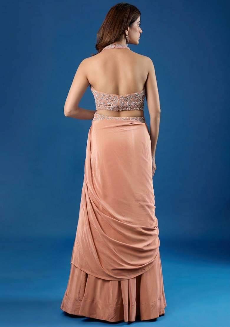  Pink Chinon Embellished Handwork Lehenga Set - Indya