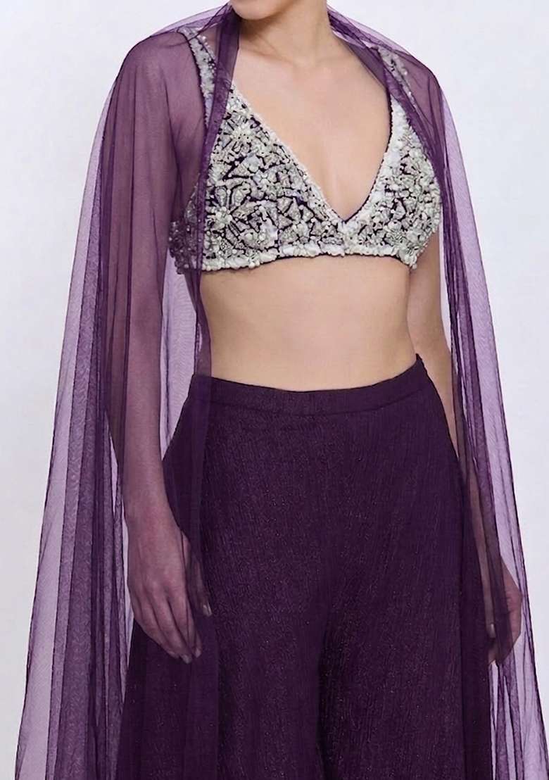 Peach Pink Chinon Embellished Handwork Lehenga Set - Indya