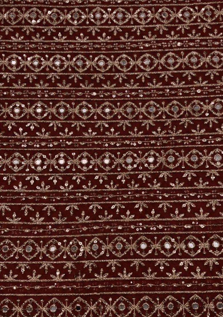 Burgundy Sequin Net Fusion Set - Indya