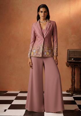 Pink Embroidered Shimmer Fusion Set