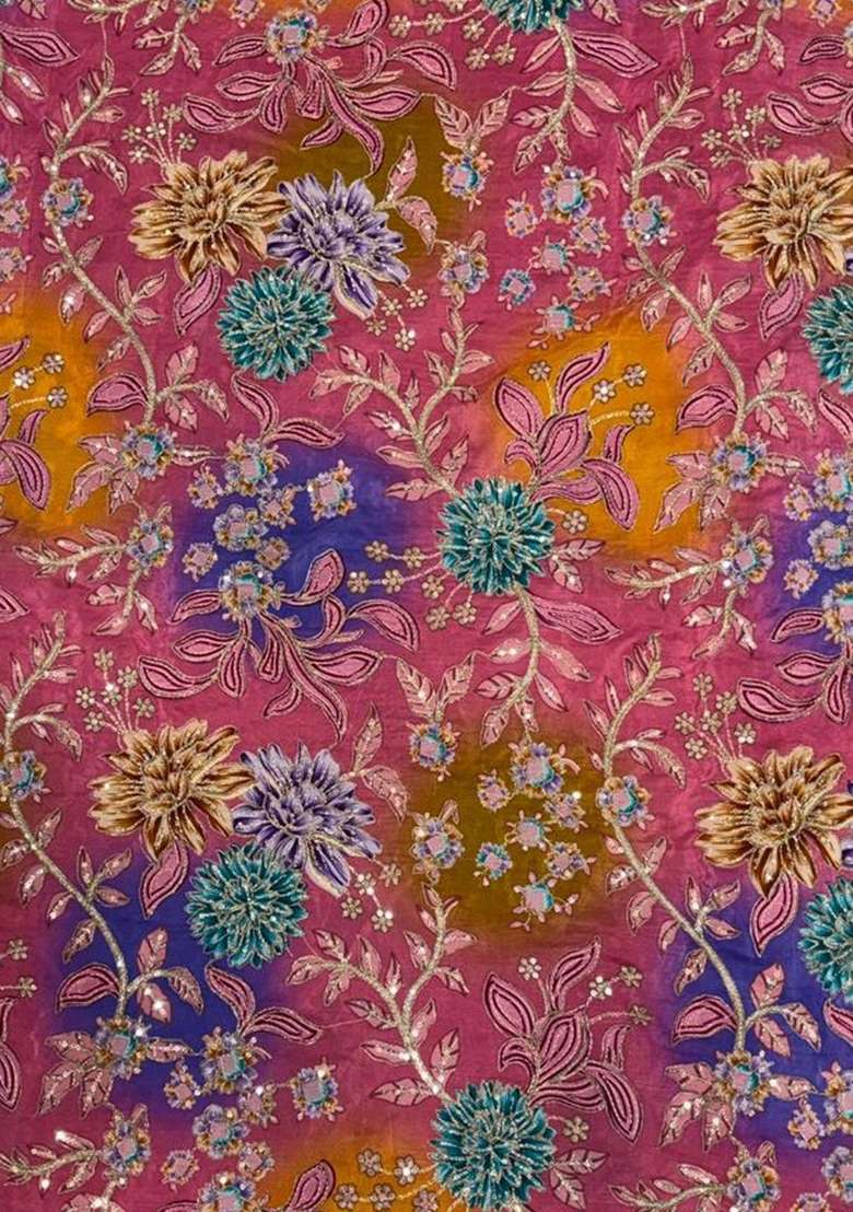 Purple Floral Print Crepe Sharara Set - Indya