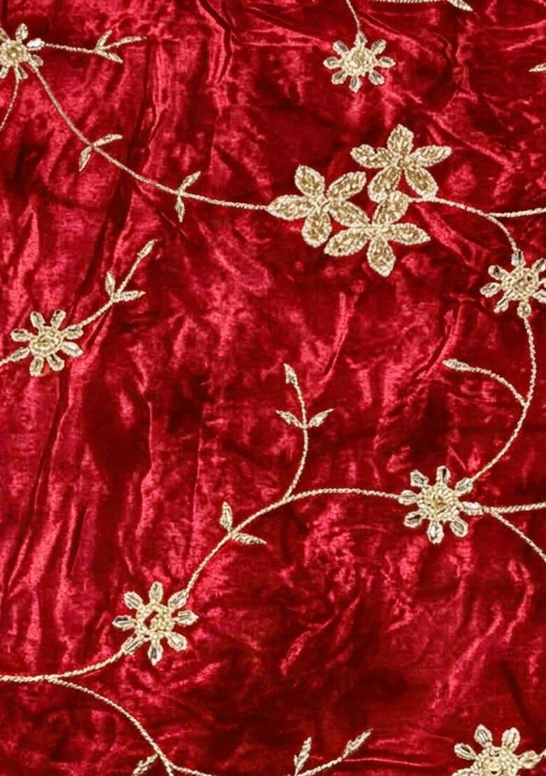 Crimson Red Crepe Fusion Set with Embroidered for Diwali | Wedding & Festive Wear - Indya