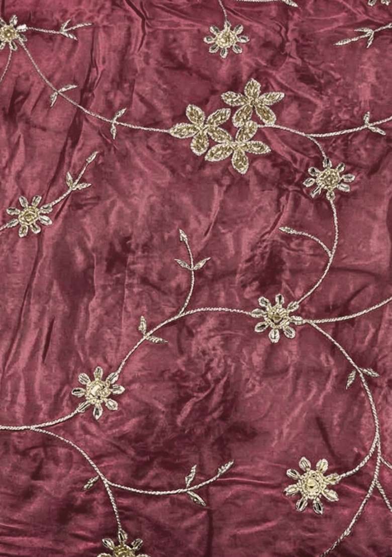 Light Wine Crepe Fusion Set with Embroidered for Diwali | Wedding & Festive Wear - Indya