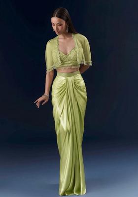 Green Embroidered Handwork  Fusion Set