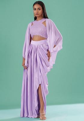 Lavendar Embellished Handwork Fusion Set