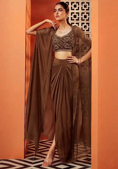 Coffee Embroidered Handwork Fusion Set