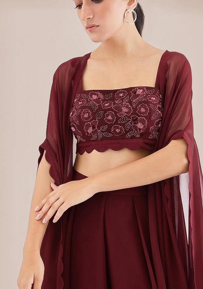 Grey Embroidered Handwork Fusion Set - Indya