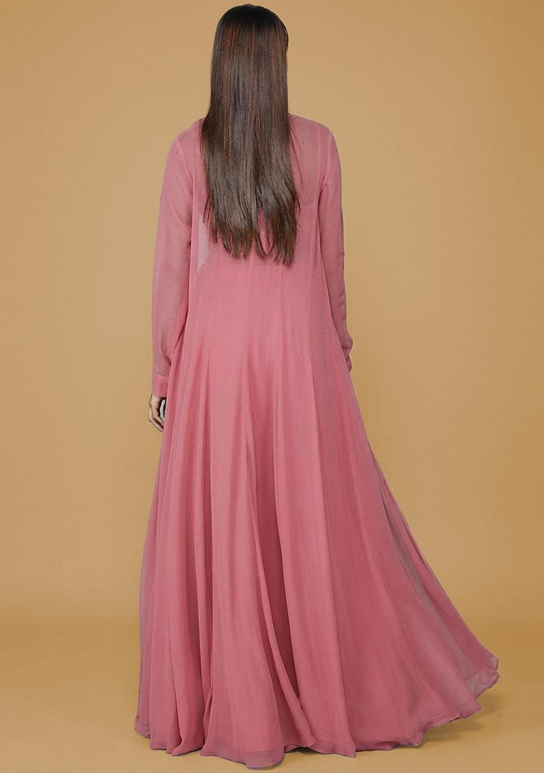 Dusty Rose Handwork Fusion Set - Indya