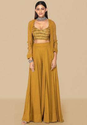 Mustard Yellow Handwork Fusion Set