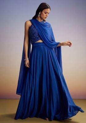 Royal Blue Handwork Lehenga Set