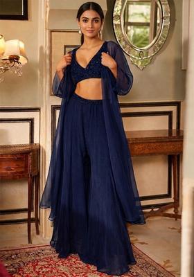Navy Blue Handwork Fusion Set