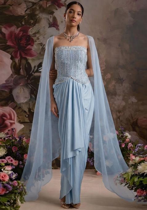 Powder Blue Handwork Fusion Set