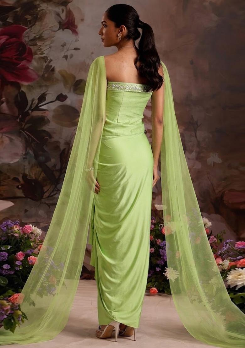 Green Handwork Fusion Set - Indya
