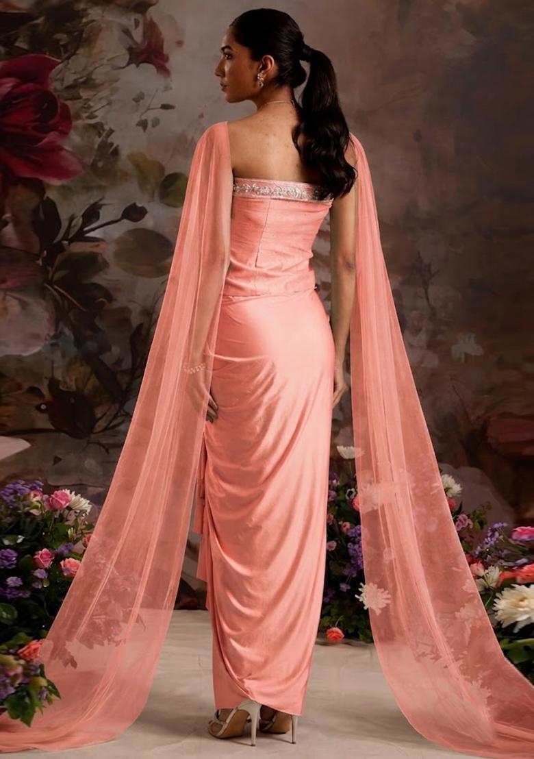 Peach Handwork Fusion Set - Indya