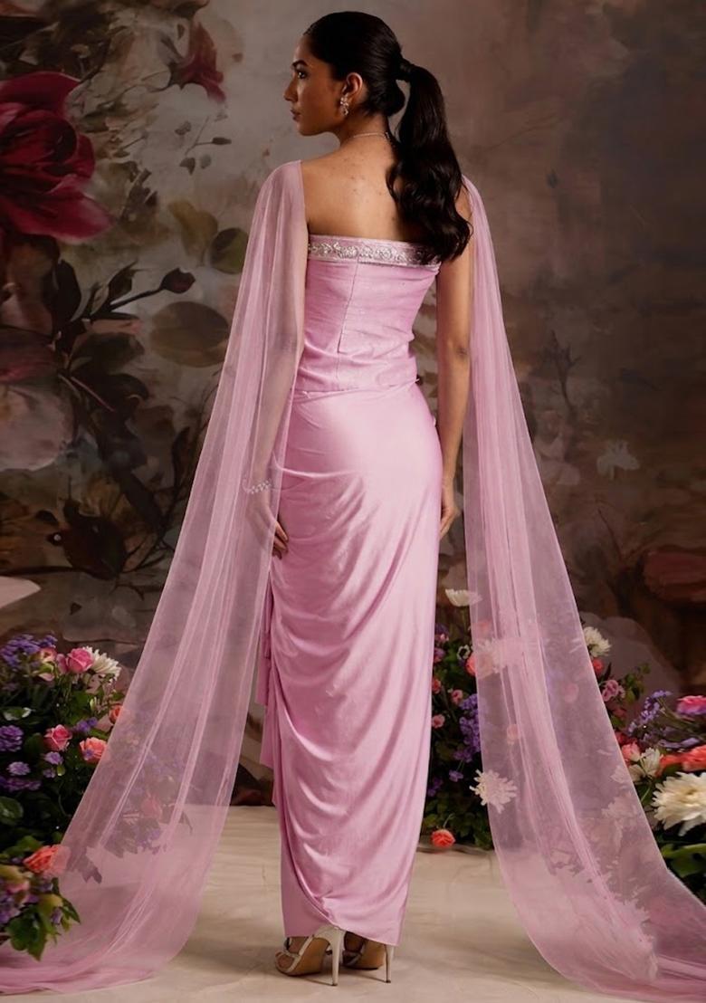 Pink Handwork Fusion Set - Indya