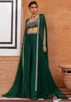 Teal Embroidered Handwork Fusion Set