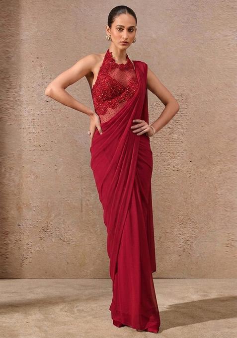 Teal Green Embroidered Handwork Fusion Set