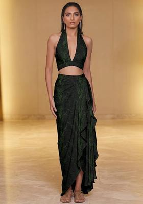 Black Printed Silk Fusion Set