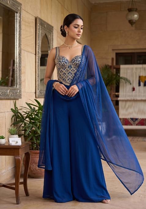 Royal Blue Handwork Fusion Set