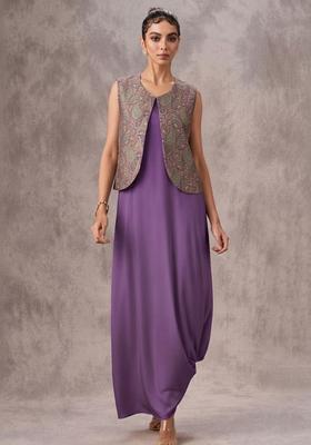 Lavender Purple Printed Fusion Set