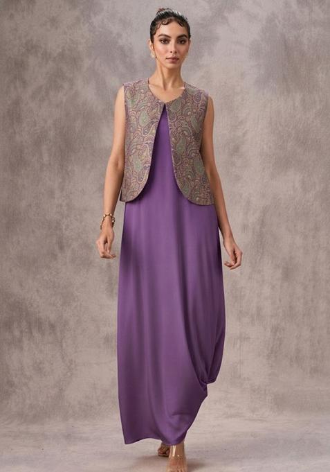 Lavender Purple Printed Fusion Set