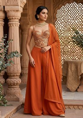 Burnt Orange Embellished Fusion Set