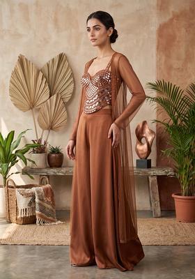Rust Brown Embellished Fusion Set