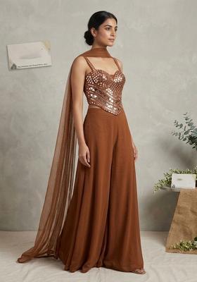 Brown Embellished Fusion Set