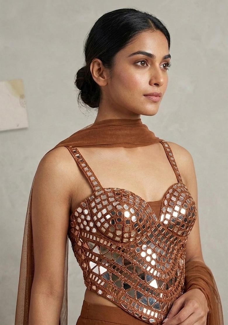 Brown Embellished Fusion Set - Indya