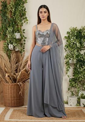 Pastel Blue Embellished Fusion Set