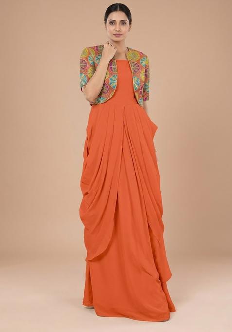 Orange Printed Fusion Set