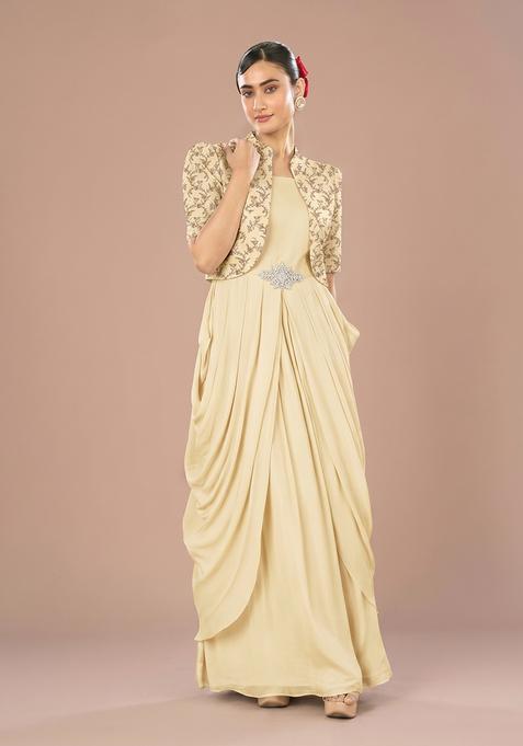 Cream Embroidered Tissue Fusion Set