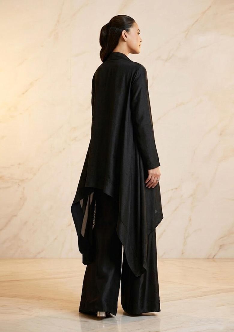 BlackEmbroidered Handwork Fusion Set - Indya