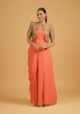 Coral Orange Printed Tissue Fusion Set