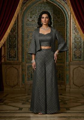 Charcoal Black Brocade Fusion Set