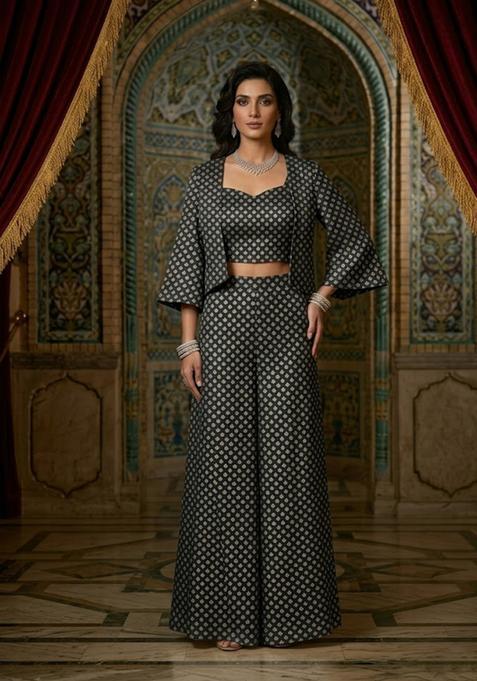 Charcoal Black Brocade Fusion Set
