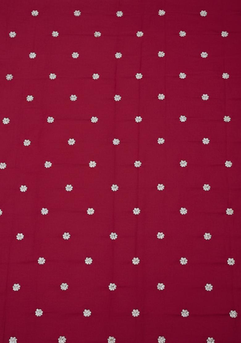 Magenta Pink Embroidered Moss Fusion Set - Indya